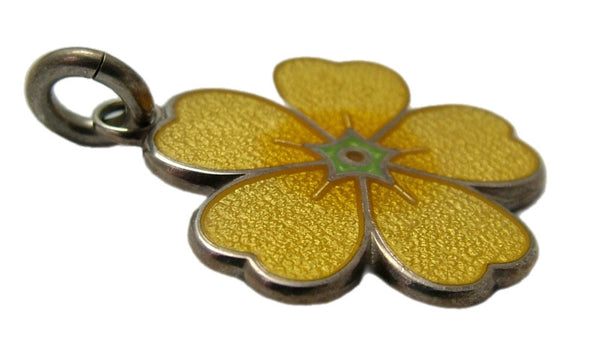 Large Vintage 1980's Silver & Enamel Yellow Flower Charm by Stewart John Wilson Enamel Charm - Sandy's Vintage Charms