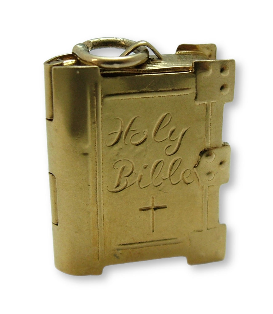 Vintage 1970's 9ct Gold Opening Bible Charm with Pull Out Paper Pages Inside Gold Charm - Sandy's Vintage Charms