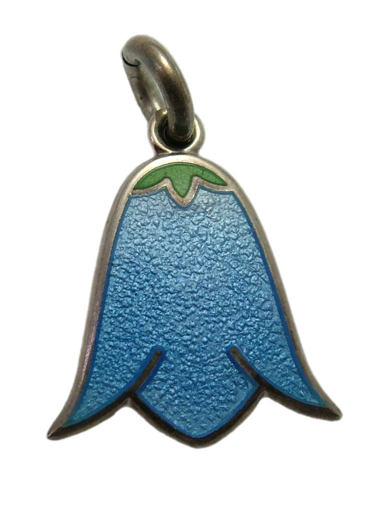 Vintage 1980's Silver & Enamel Bluebell Flower Charm by Stewart John Wilson Enamel Charm - Sandy's Vintage Charms