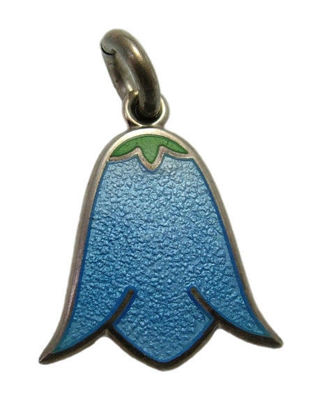 Vintage 1980's Silver & Enamel Bluebell Flower Charm by Stewart John Wilson Enamel Charm - Sandy's Vintage Charms