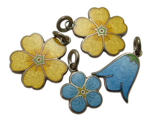 Large Vintage 1980's Silver & Enamel Yellow Flower Charm by Stewart John Wilson Enamel Charm - Sandy's Vintage Charms