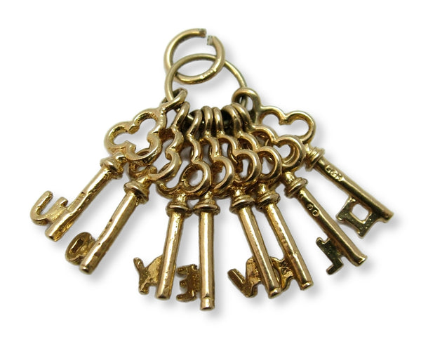 Vintage 1970's Solid 9ct Gold Charm - Bunch of Keys “I LOVE YOU” HM 1971 Gold Charm - Sandy's Vintage Charms