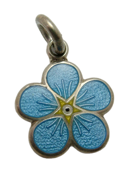 Vintage 1980's Silver & Enamel Forget-me-not Flower Charm by Stewart John Wilson Enamel Charm - Sandy's Vintage Charms