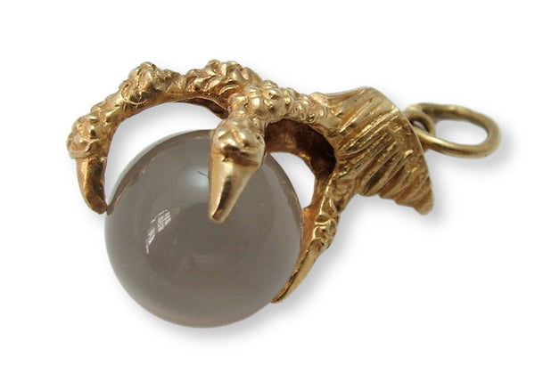 Vintage 1960's 9ct Gold & Chalcedony Ball & Claw Charm HM 1961 Gold Charm - Sandy's Vintage Charms