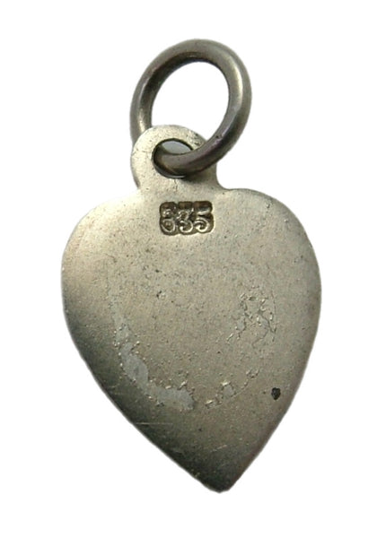 Small Vintage 1950's Silver & Green Enamel Lucky Four Leaf Clover Heart Charm 1920s-1950s Charm - Sandy's Vintage Charms