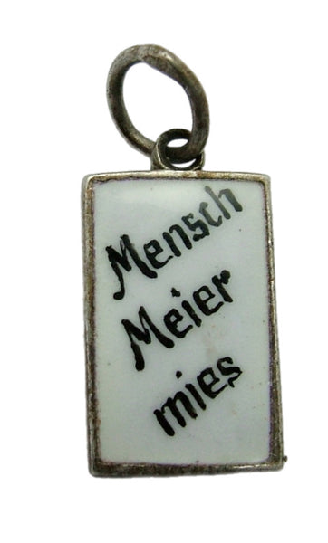 Small Vintage 1930's Silver & White Enamel “Oh My, Goodness Me” Charm Enamel Charm - Sandy's Vintage Charms