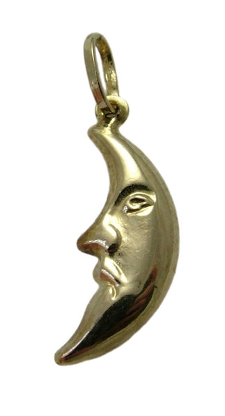 Vintage 1990's Hollow 9ct Gold Crescent Moon Face Charm Gold Charm - Sandy's Vintage Charms
