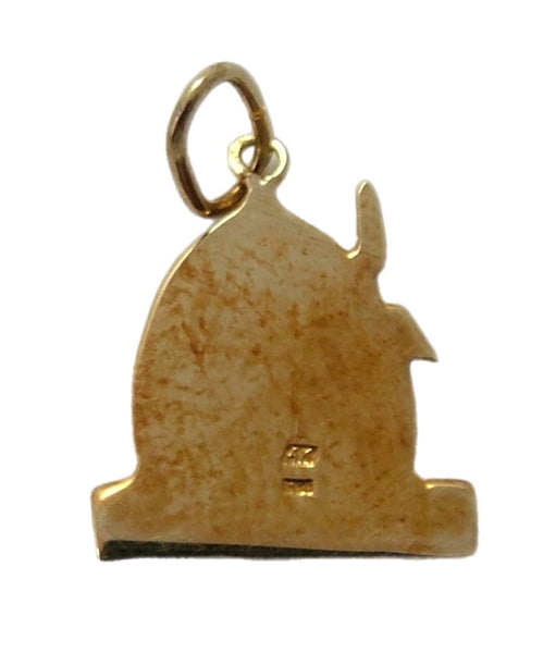 Vintage 1980's 14ct 14k Gold & Yellow Enamel Easter Egg House Charm with Rabbit Gold Charm - Sandy's Vintage Charms