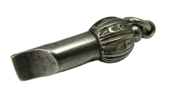 Large Antique Victorian c1895 Silver Working Whistle Charm Antique Charm - Sandy's Vintage Charms