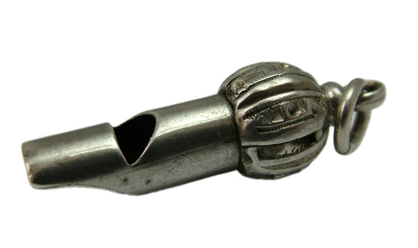 Large Antique Victorian c1895 Silver Working Whistle Charm Antique Charm - Sandy's Vintage Charms