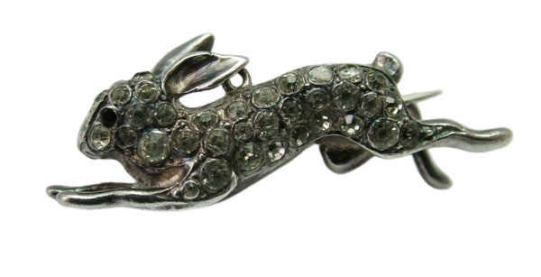 Vintage 1930's Silver and Paste Set Running Rabbit Brooch Other Jewellery - Sandy's Vintage Charms