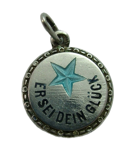 Vintage 1930's Silver & Turquoise Enamel Lucky Star Charm