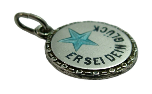 Vintage 1930's Silver & Turquoise Enamel Lucky Star Charm Enamel Charm - Sandy's Vintage Charms