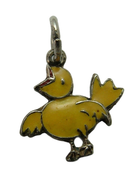 Small Vintage 1950's Silver & Yellow Enamel Chick Charm