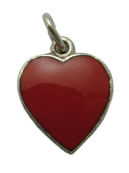 Vintage 1950's Silver & Red Enamel Heart Charm