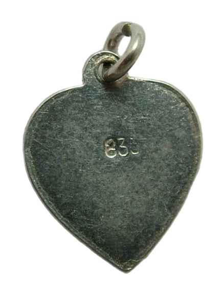 Vintage 1950's Silver & Red Enamel Heart Charm Enamel Charm - Sandy's Vintage Charms