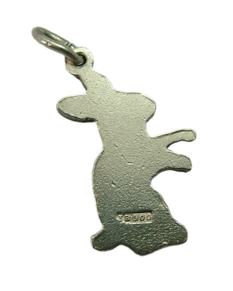Vintage 1950's Silver Flat Backed Bunny Rabbit Charm Silver Charm - Sandy's Vintage Charms