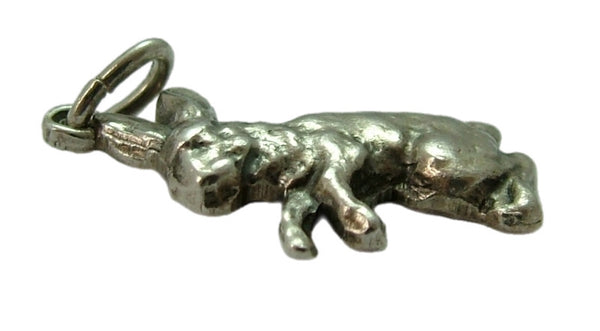 Vintage 1950's Silver Flat Backed Bunny Rabbit Charm Silver Charm - Sandy's Vintage Charms