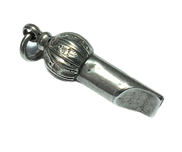 Large Antique Victorian c1895 Silver Working Whistle Charm Antique Charm - Sandy's Vintage Charms
