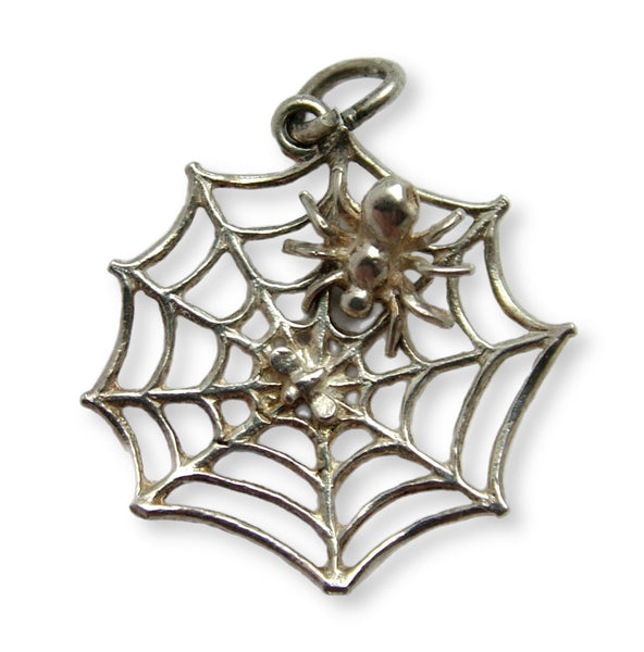 Vintage 1980's Silver Moving Spider on a Web Charm Silver Charm - Sandy's Vintage Charms