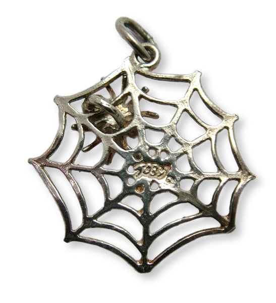 Vintage 1980's Silver Moving Spider on a Web Charm Silver Charm - Sandy's Vintage Charms