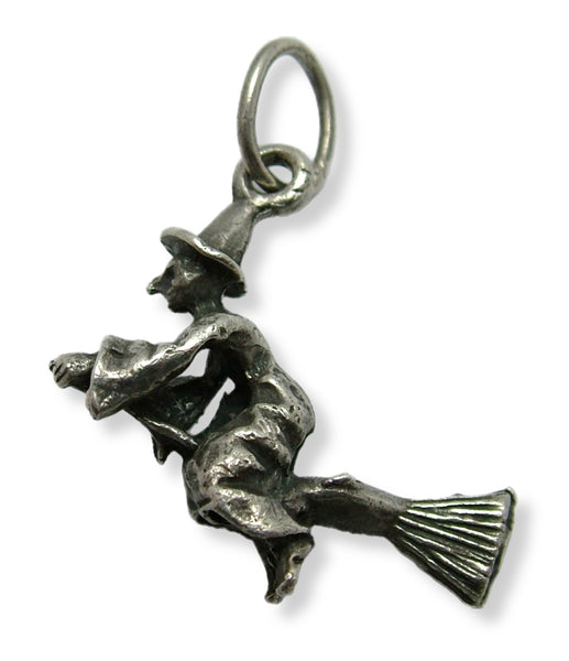 Vintage 1990's Solid Silver Witch on a Broomstick Charm Silver Charm - Sandy's Vintage Charms