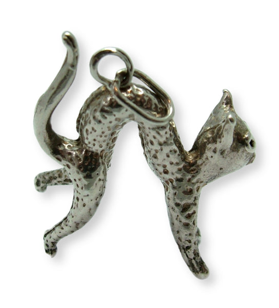 Very Large Vintage 1970's Solid Silver Scaredy Cat Charm Silver Charm - Sandy's Vintage Charms