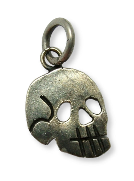 Vintage 1970's Mexican Silver Flat Skull Charm Silver Charm - Sandy's Vintage Charms