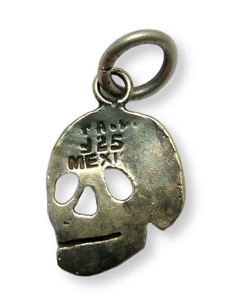 Vintage 1970's Mexican Silver Flat Skull Charm Silver Charm - Sandy's Vintage Charms
