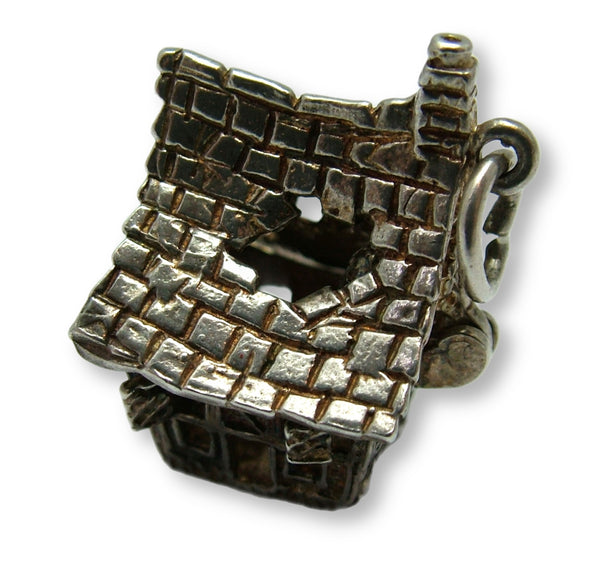 Large Vintage 1970's Silver Opening CHIM Haunted House Charm Ghost Inside Silver Charm - Sandy's Vintage Charms