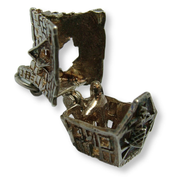 Large Vintage 1970's Silver Opening CHIM Haunted House Charm Ghost Inside Silver Charm - Sandy's Vintage Charms