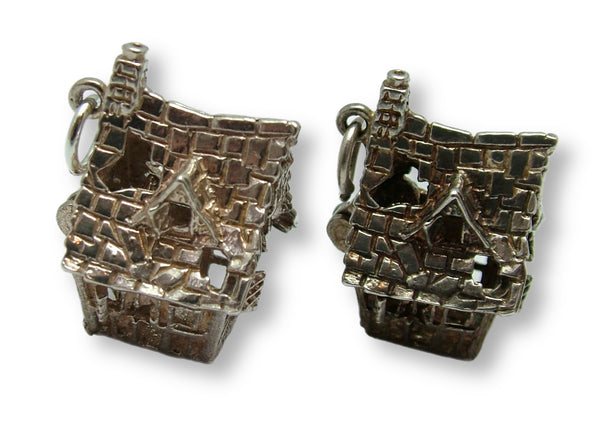 Large Vintage 1970's Silver Opening CHIM Haunted House Charm Ghost Inside Silver Charm - Sandy's Vintage Charms