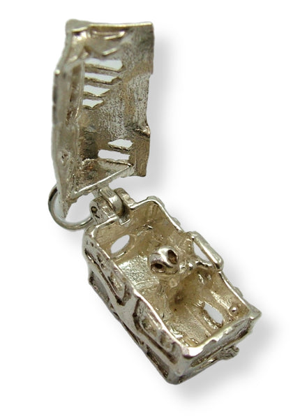 Vintage 1970's Silver Opening Haunted House Charm Ghoul Inside Silver Charm - Sandy's Vintage Charms