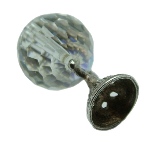 Vintage 1970's Clear Crystal & Solid Silver Moving Globe Charm Silver Charm - Sandy's Vintage Charms