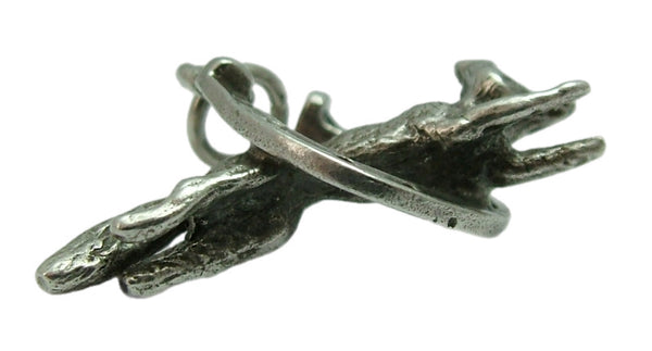 Vintage 1970's Solid Silver Running Fox in a Horseshoe Charm Silver Charm - Sandy's Vintage Charms