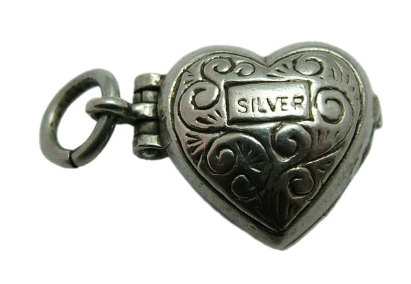 Vintage 1970's Silver Opening Heart Charm Couple Cuddling Inside Silver Charm - Sandy's Vintage Charms