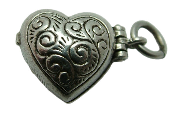 Vintage 1970's Silver Opening Heart Charm Couple Cuddling Inside Silver Charm - Sandy's Vintage Charms
