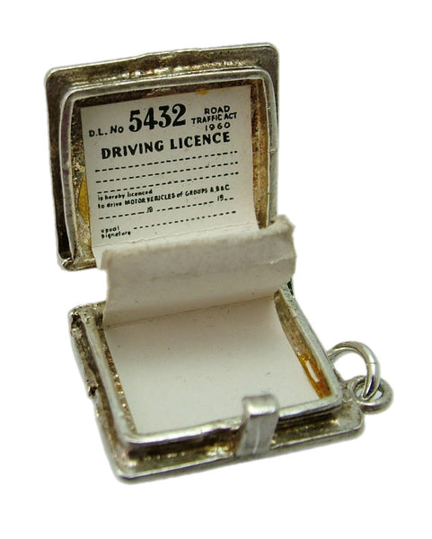 Heavy Vintage 1960's Driving Licence Charm with Paper Inside Silver Charm - Sandy's Vintage Charms