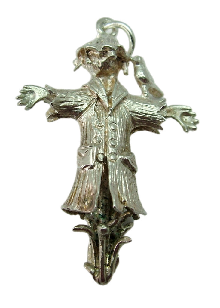 Large Vintage 1980's Solid Silver Moving Scarecrow Charm Silver Charm - Sandy's Vintage Charms