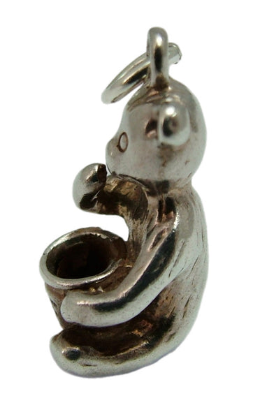 Vintage 1970's Solid Silver Bear Charm with Honey Pot Silver Charm - Sandy's Vintage Charms
