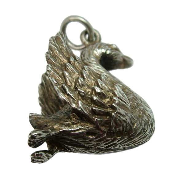 Large Heavy Vintage 1970's Silver Swan Charm HM 1978 Silver Charm - Sandy's Vintage Charms