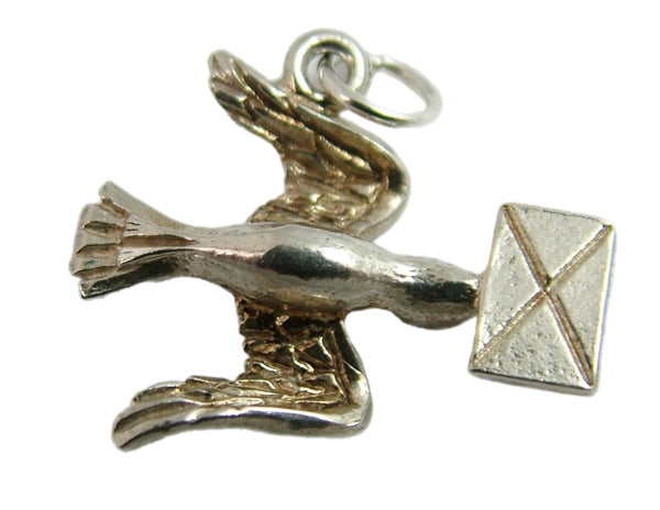 Vintage 1970's Solid Silver Bird Delivering a Letter Charm Silver Charm - Sandy's Vintage Charms