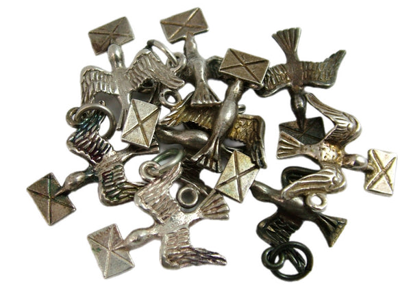 Vintage 1970's Solid Silver Bird Delivering a Letter Charm Silver Charm - Sandy's Vintage Charms