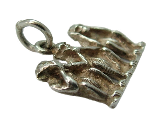 Vintage 1960's Silver Flat Backed Three Wise Monkeys Charm Silver Charm - Sandy's Vintage Charms