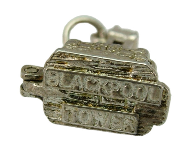 Vintage 1970's Silver Opening Blackpool Tower Charm Enamel Lightbulb Inside Silver Charm - Sandy's Vintage Charms