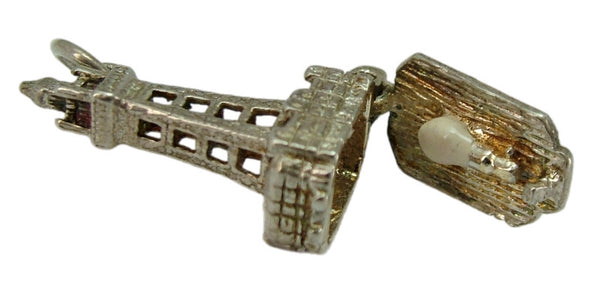 Vintage 1970's Silver Opening Blackpool Tower Charm Enamel Lightbulb Inside Silver Charm - Sandy's Vintage Charms