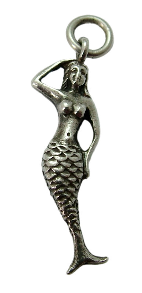 Vintage 1970's Solid Silver Mermaid Charm Silver Charm - Sandy's Vintage Charms