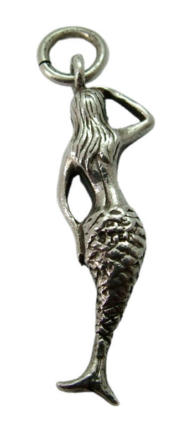 Vintage 1970's Solid Silver Mermaid Charm Silver Charm - Sandy's Vintage Charms
