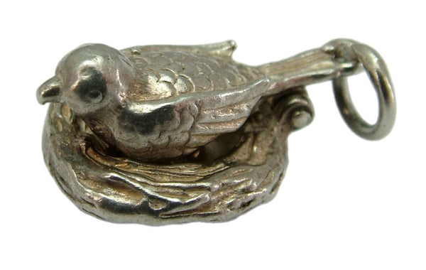 Vintage 1960's Silver Opening Bird on a Nest Charm Eggs Inside Silver Charm - Sandy's Vintage Charms