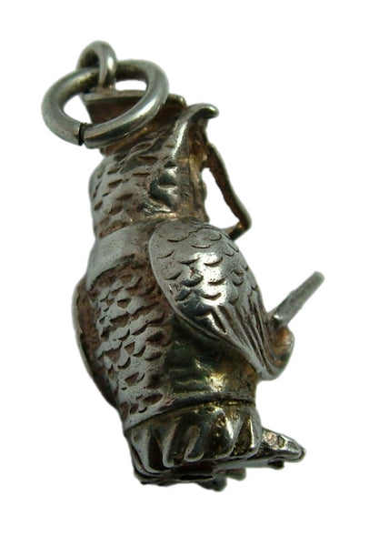 Large Vintage 1970's Solid Silver Graduation or Professor Owl Charm Silver Charm - Sandy's Vintage Charms
